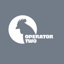 a logo for operator two with a rooster in a white circle