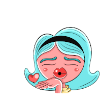 a cartoon of a girl blowing a kiss