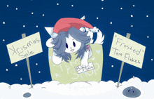 a drawing of a cat holding a sign that says ' frosted ' tem flakes '