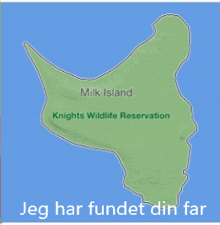 a map of milk island with the words knights wildlife reservation on it