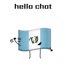 a cartoon drawing of a flag with the words hello chat above it