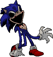 a cartoon drawing of a sonic the hedgehog with blood on his face