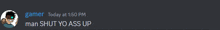 a screenshot of a discord conversation between gamer and man