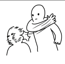 a black and white drawing of a man slapping another man .