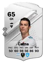 a card for a soccer player named calma has a picture of a man on it