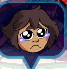 a cartoon drawing of a girl with tears on her face