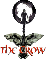 a poster for the movie the crow with a man in a circle and a moth