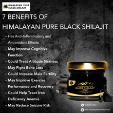 a jar of himalayan pure black shilajit is shown