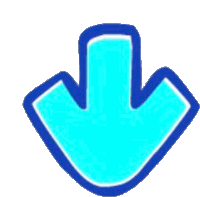 a blue arrow pointing down with a white outline