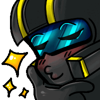 a cartoon drawing of a person wearing a helmet and sunglasses