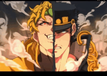 a drawing of dio and jotaro from jojo 's bizarre adventure showing their facial expressions