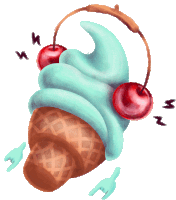 an ice cream cone with two cherries on top