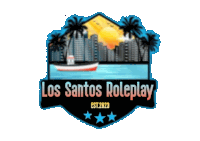 the logo for los santos roleplay shows a boat in the water