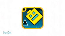 an app icon for geometry dash with a yellow square and blue triangle