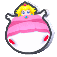 a cartoon of princess peach in a pink dress with a crown on her head