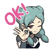 a cartoon girl is giving a thumbs up sign and says ok .