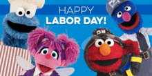 several sesame street characters celebrate labor day