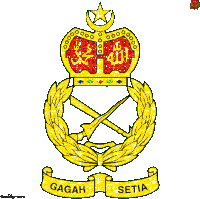 a gold and red emblem that says ' gagah setia '