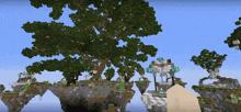 a minecraft world with a large tree in the middle of it