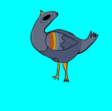 a drawing of a pigeon with a rainbow on its breast