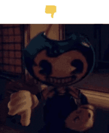 bendy from bendy and the ink machine is giving a thumbs down sign