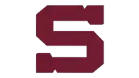 a maroon letter s with a white background