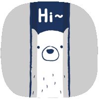 a drawing of a polar bear says hi