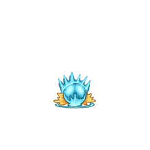 a cartoon drawing of a blue ball with a crown of spikes