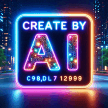 a neon sign that reads create by ai