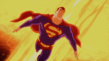 a cartoon of superman flying through the air