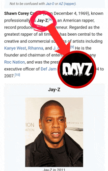 a picture of jay-z is displayed on a web page