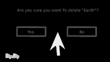 a white arrow points to a button that says " no "