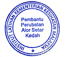 a stamp that says pembantu perubatan alor setar kedah on it