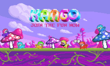 a pixel art advertisement for a game called kanga