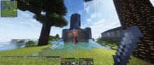 a screenshot of a minecraft game shows a man in a red shirt