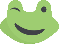 a green frog is smiling and winking with its eye closed