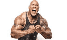 the rock is a very muscular man with a tattoo on his arm and arm .