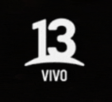 a white logo with the number 13 on a black background