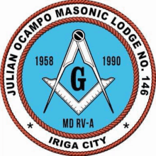 a masonic lodge logo with a square and compass in a circle .