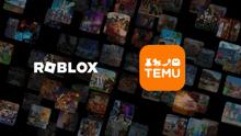 an advertisement for roblox and temu with a bunch of pictures on it