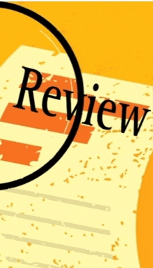 the word review is on a piece of paper with a magnifying glass