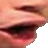 a close up of a person 's face with their mouth open and a white background .