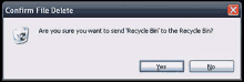 a computer screen asking if you want to send recycle bin to the recycle bin