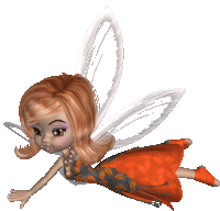 a cartoon fairy with red hair and white wings is flying in the air