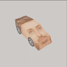 a 3d model of a man 's head with a car behind it