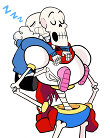 a cartoon of a skeleton carrying another skeleton on his back