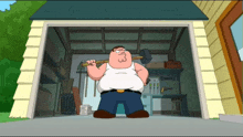 peter griffin from family guy is holding a hammer