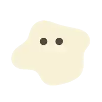 a white circle with two black dots on it on a white background