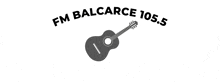 a logo for fm balcarce 105.5 shows a guitar