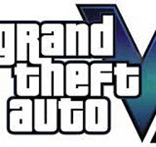 a logo for grand theft auto v on a white background